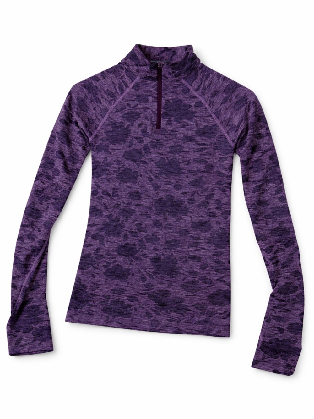 Athleta Purple Heather Momentum Floral 1/2 Zip Top